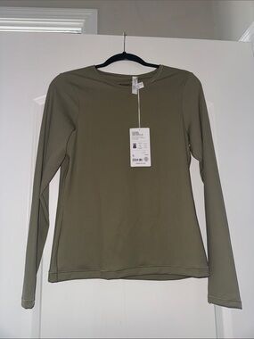 Athleta Vitaform Crew Neck Long Sleeve Top - Olive Green